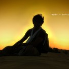 Self silhouette in the desert dusk